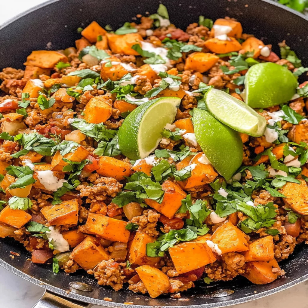 Ground Turkey & Sweet Potato Taco Skillet - Quick & Healthy Dinner Recipe!