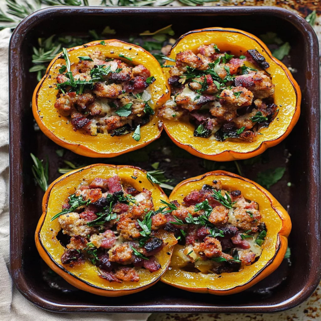 Sausage Stuffed Acorn Squash