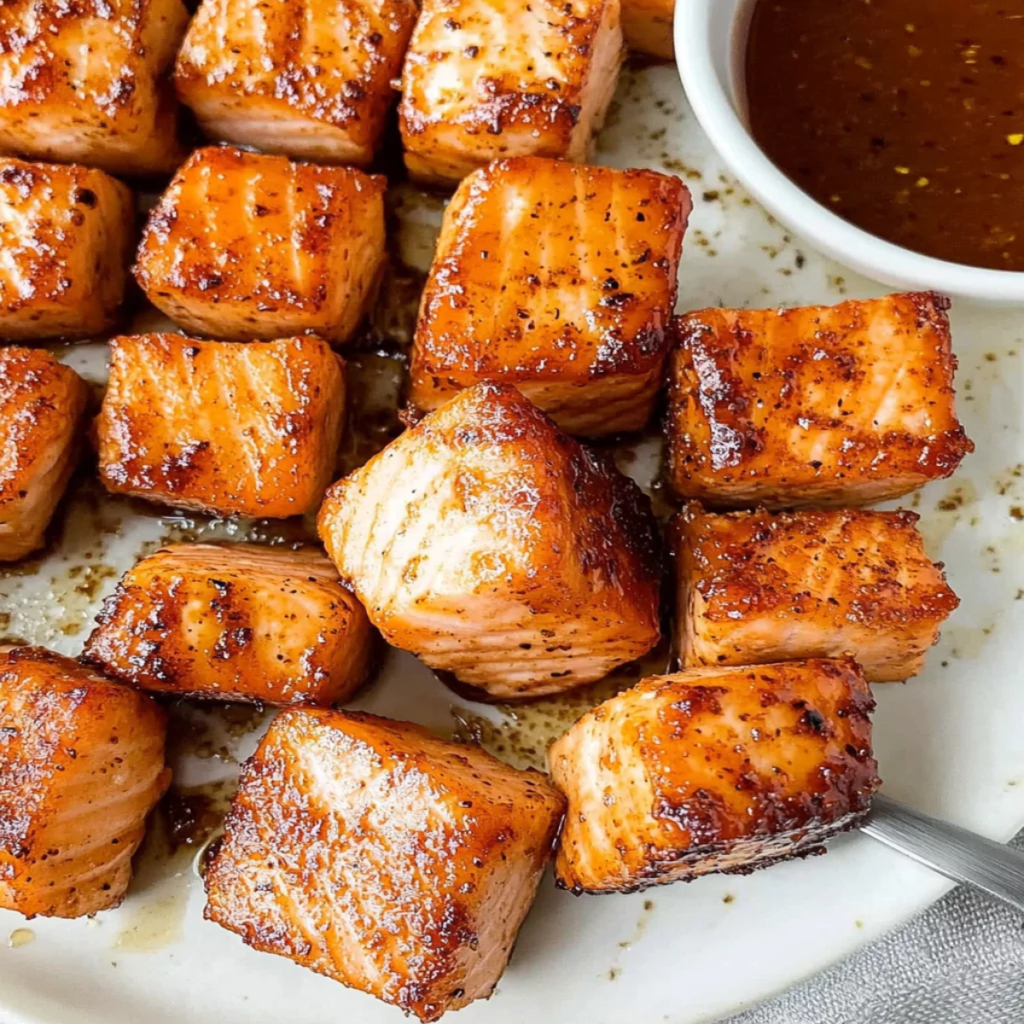 Simple and Flavorful Air Fryer Honey Garlic Salmon Bites!