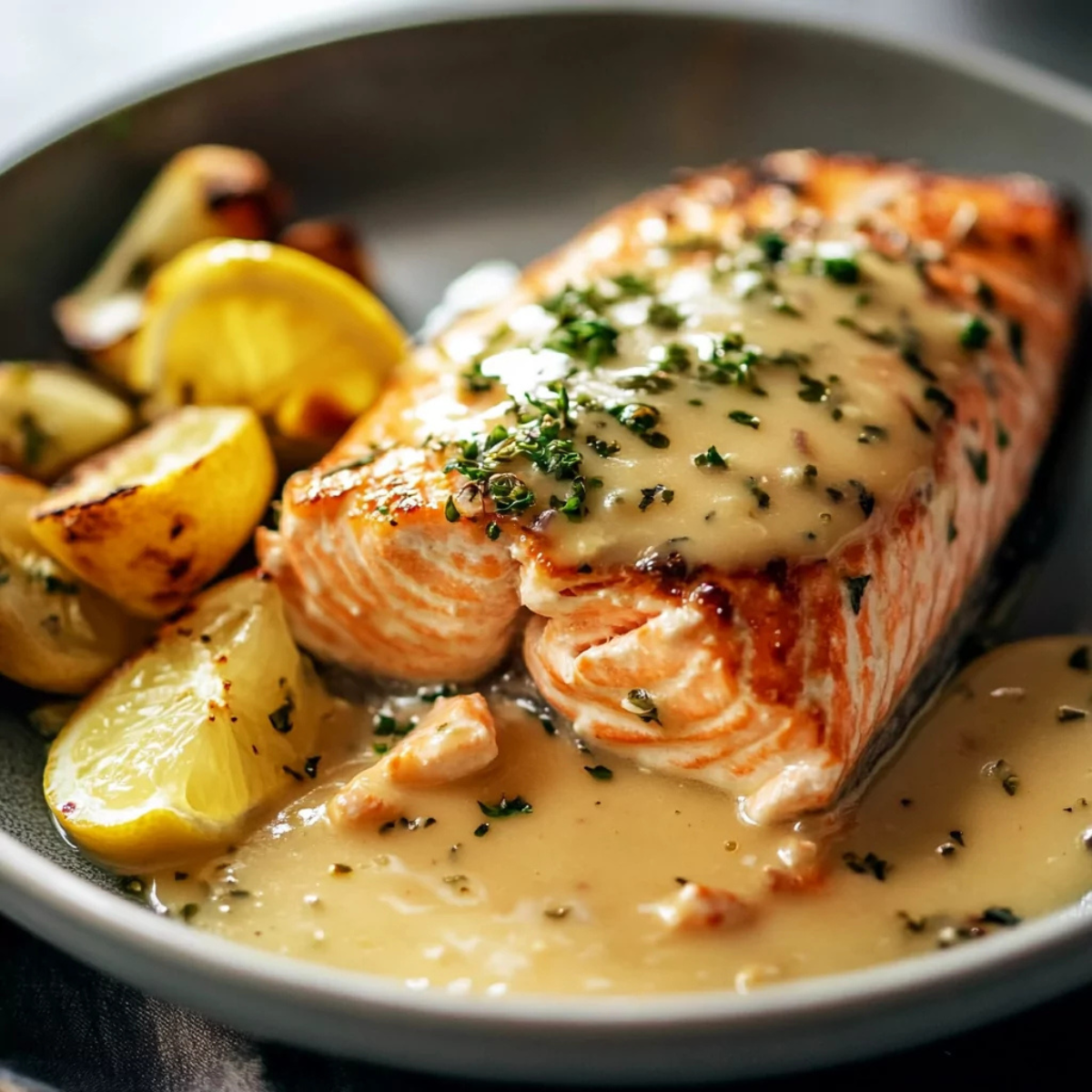 Simple and Flavorful Baked Salmon with Lemon Sauce – Perfect for Dinner! (1)
