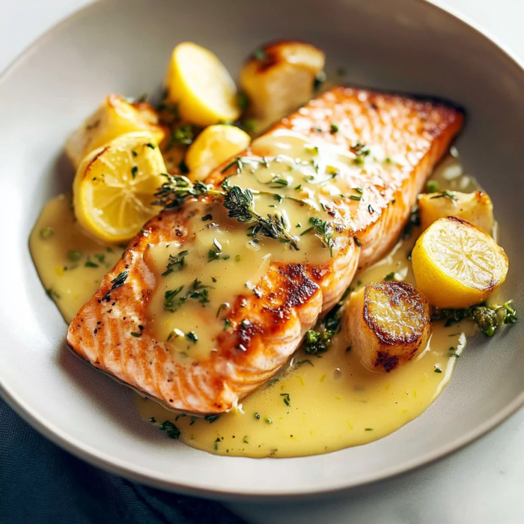 Simple and Flavorful Baked Salmon with Lemon Sauce – Perfect for Dinner!