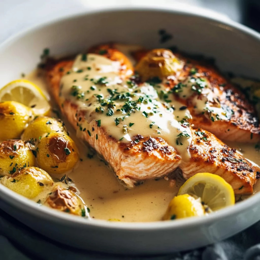 Simple and Flavorful Baked Salmon with Lemon Sauce – Perfect for Dinner! (2)