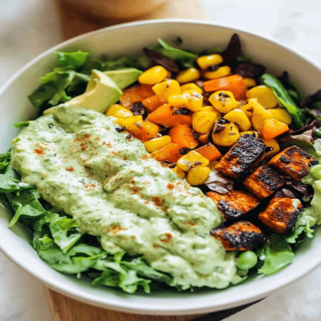 Spicy Southwestern Salad with Creamy Avocado Dressing – Quick & Easy! (2) (1)