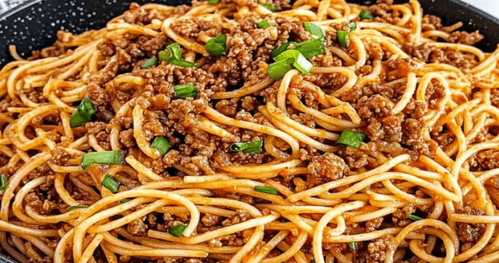 Asian-Style Ground Beef Spaghetti