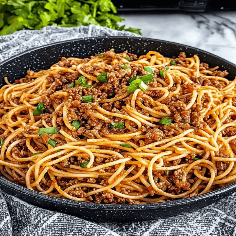 Asian-Style Ground Beef Spaghetti