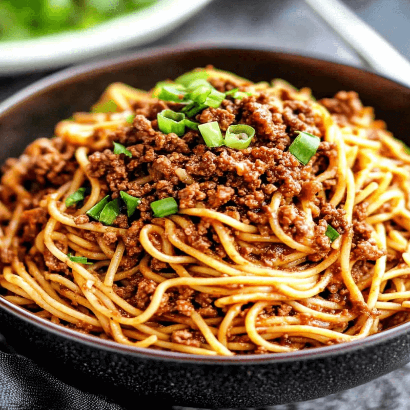 Asian-Style Ground Beef Spaghetti