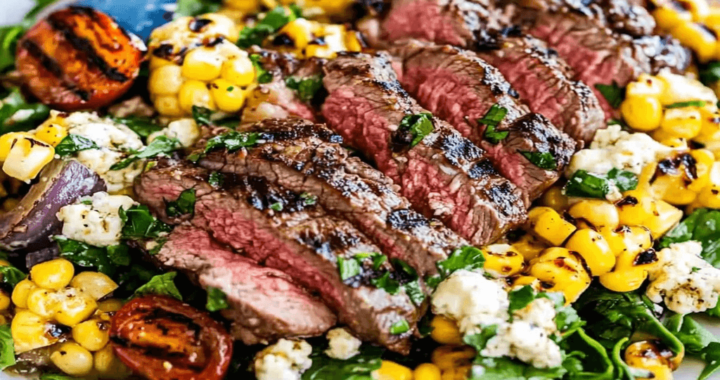 Balsamic Steak Gorgonzola Salad with Grilled Corn