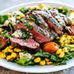 Balsamic Steak Gorgonzola Salad with Grilled Corn
