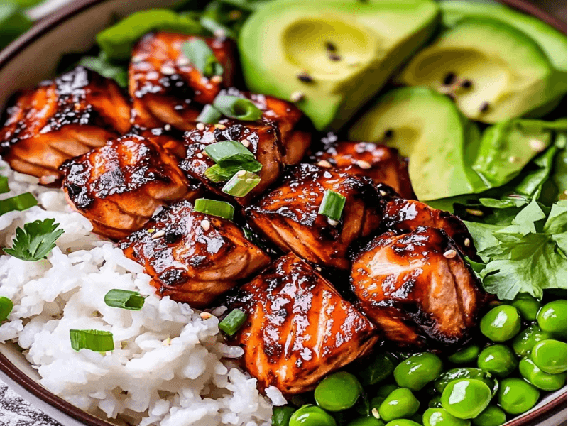 Honey Sriracha Salmon Bowls