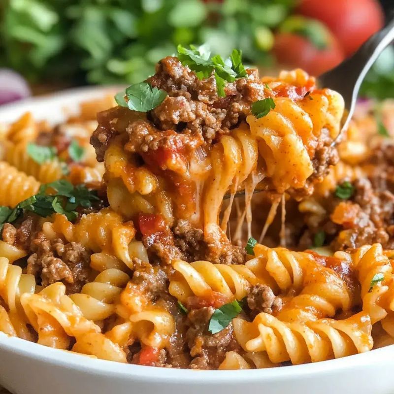 Quick & Cheesy Beef Enchilada Pasta One-Pan Meal Recipe (1)