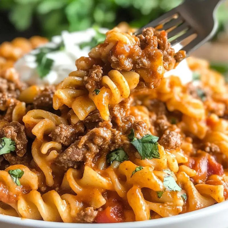 Quick & Cheesy Beef Enchilada Pasta One-Pan Meal Recipe (2)