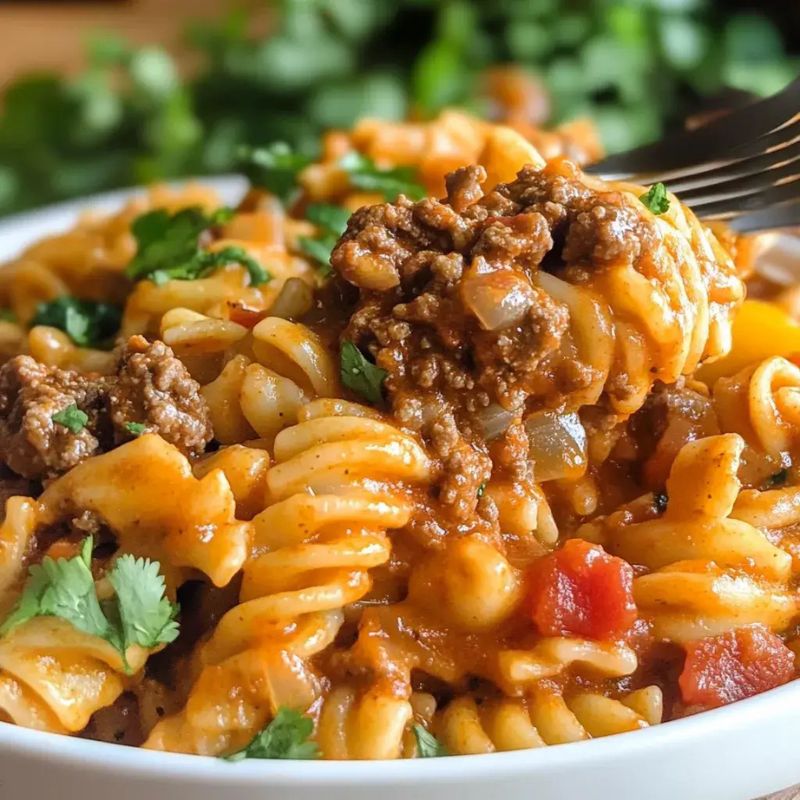 Quick & Cheesy Beef Enchilada Pasta One-Pan Meal Recipe (4)