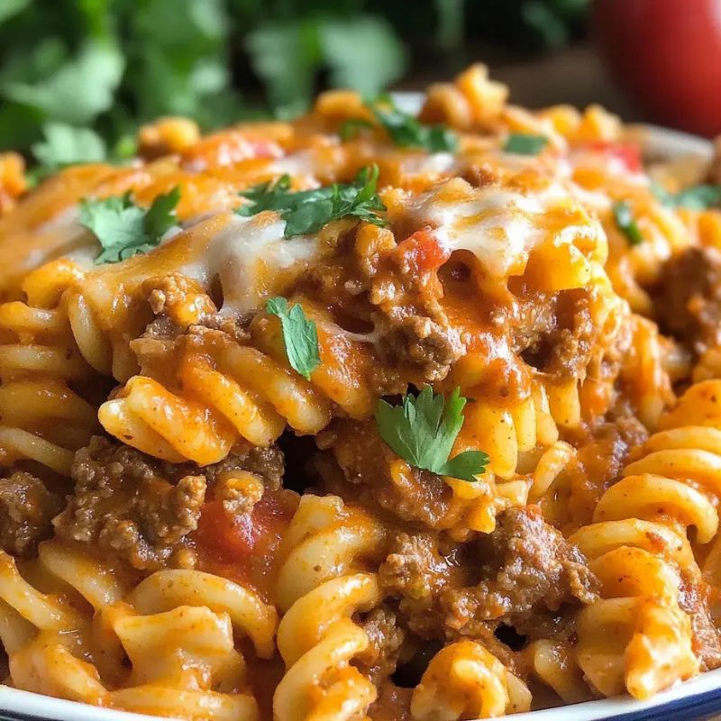 Quick & Cheesy Beef Enchilada Pasta One-Pan Meal Recipe