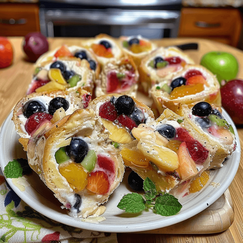 Cheesecake Fruit Salad Roll Ups