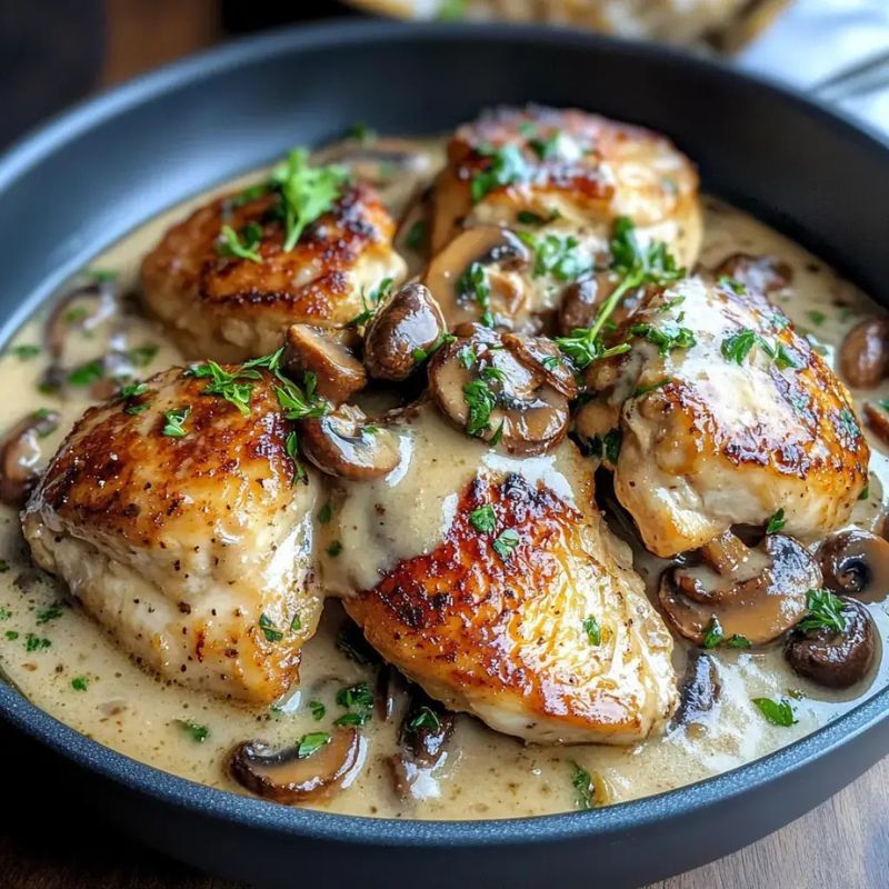 Creamy Chicken with Garlic Mushroom Sauce – Perfect for Weeknights!