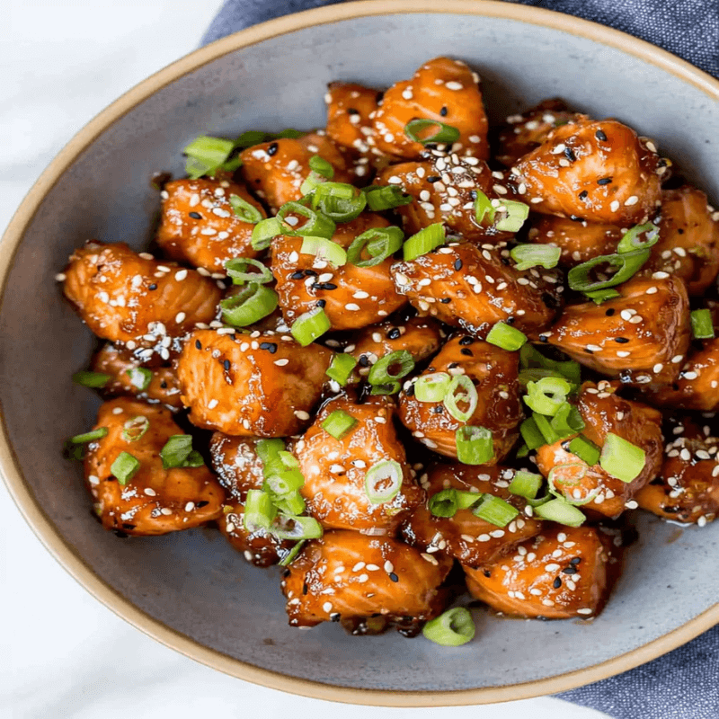 Crispy Honey Garlic Salmon Bites