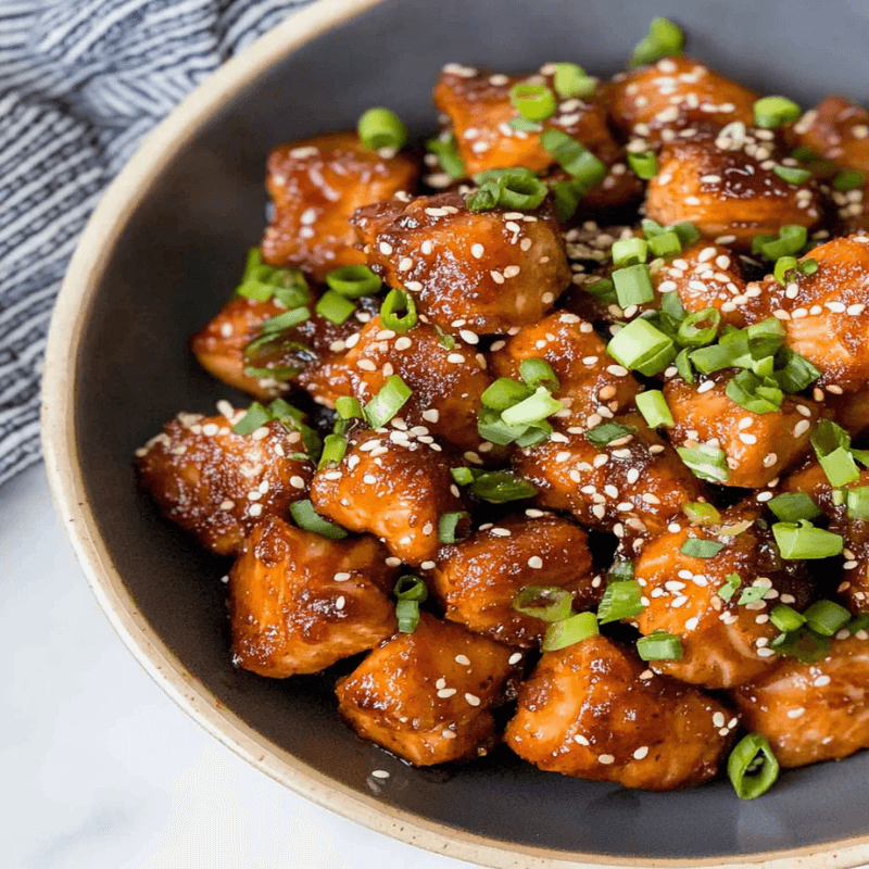 Crispy Honey Garlic Salmon Bites
