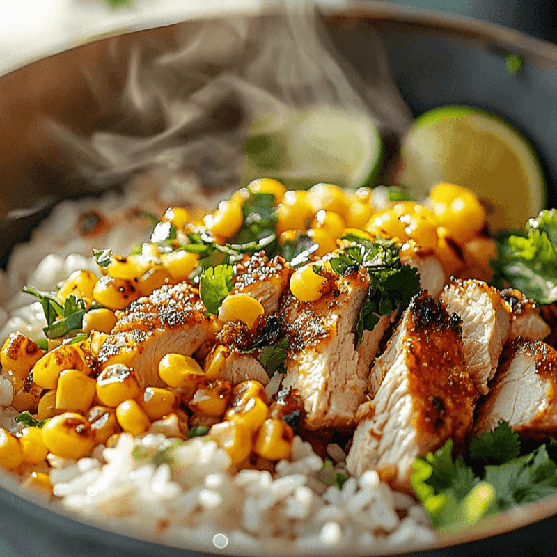 Delicious Street Corn Chicken Rice Bowl