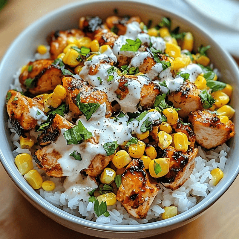 Flavor-packed Street Corn Chicken Rice Bowl