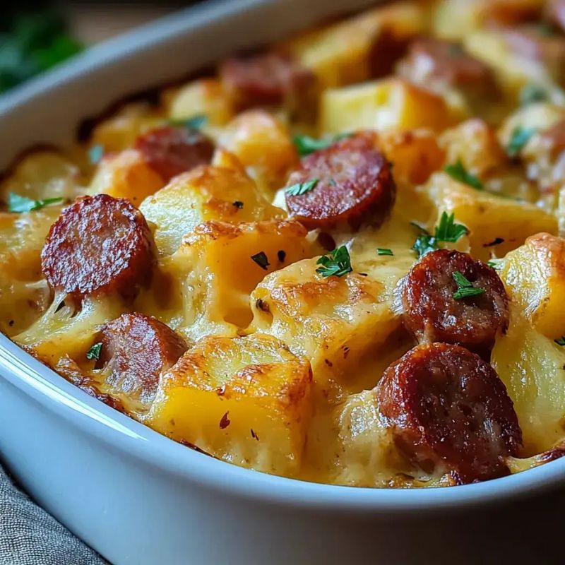 The Best Kielbasa Sausage Cheesy Potato Casserole Recipe Ever! (2)