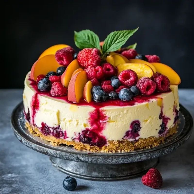 _Cheesecake with Fresh Peaches & Berries – A Delicious Summer Dessert Recipe (2)