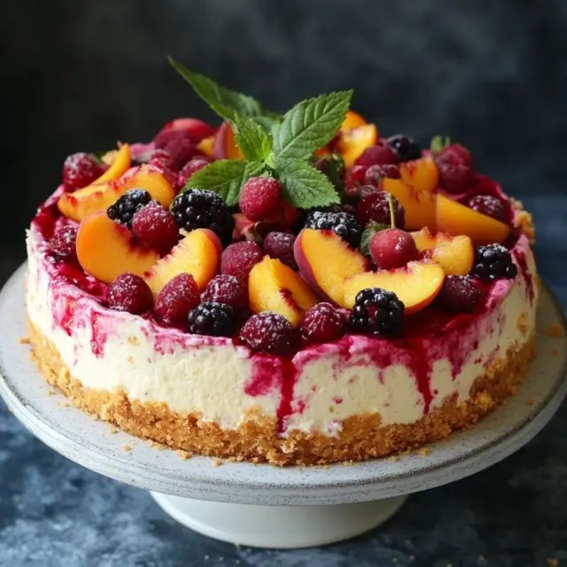 _Cheesecake with Fresh Peaches & Berries – A Delicious Summer Dessert Recipe (3)