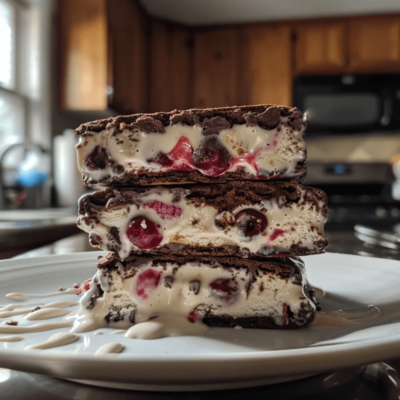 Cherry Brownie Ice Cream Sandwiches