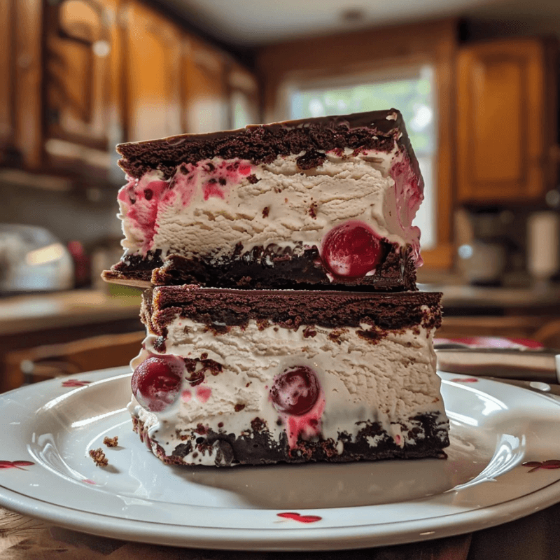 Cherry Brownie Ice Cream Sandwiches