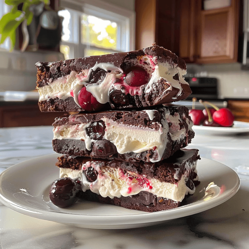 Cherry Brownie Ice Cream Sandwiches