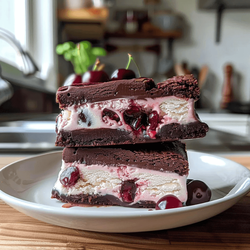 Cherry Brownie Ice Cream Sandwiches