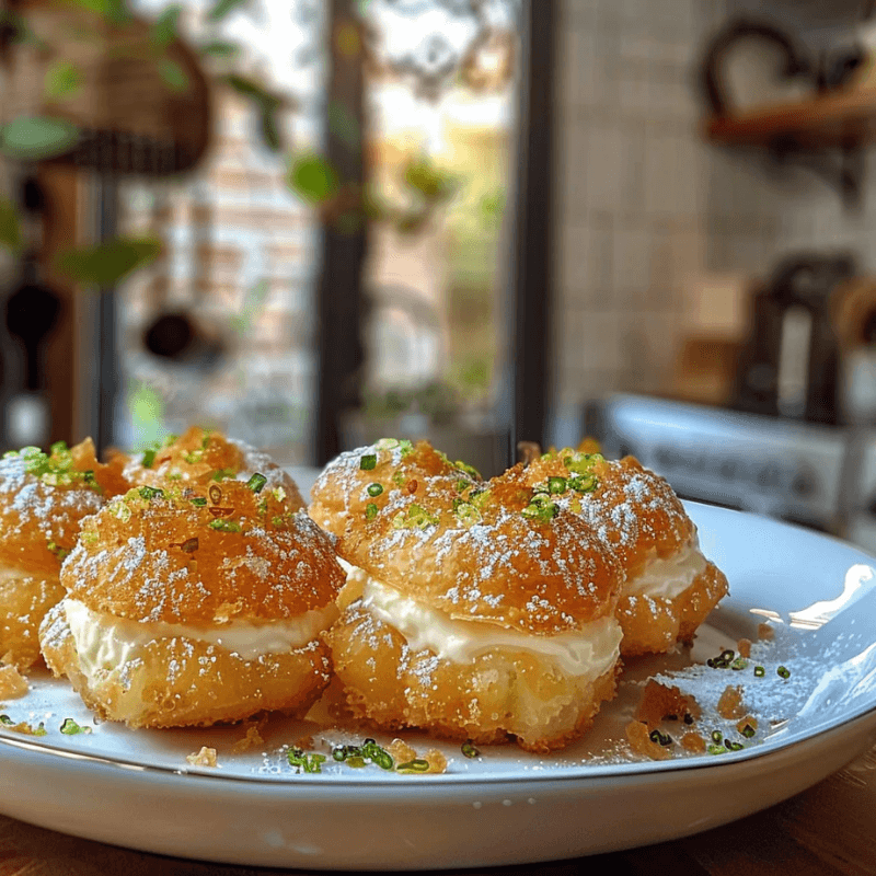 Light, crisp, and filled with love—mini kunafa cream puffs.