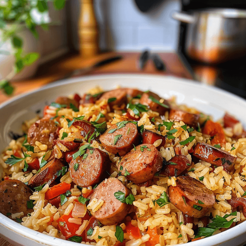 One Pot Smoked Sausage and Rice