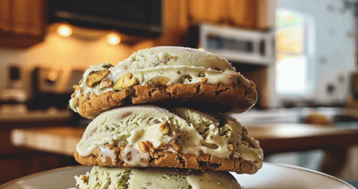 Pistachio Cookie Ice Cream Sandwiches