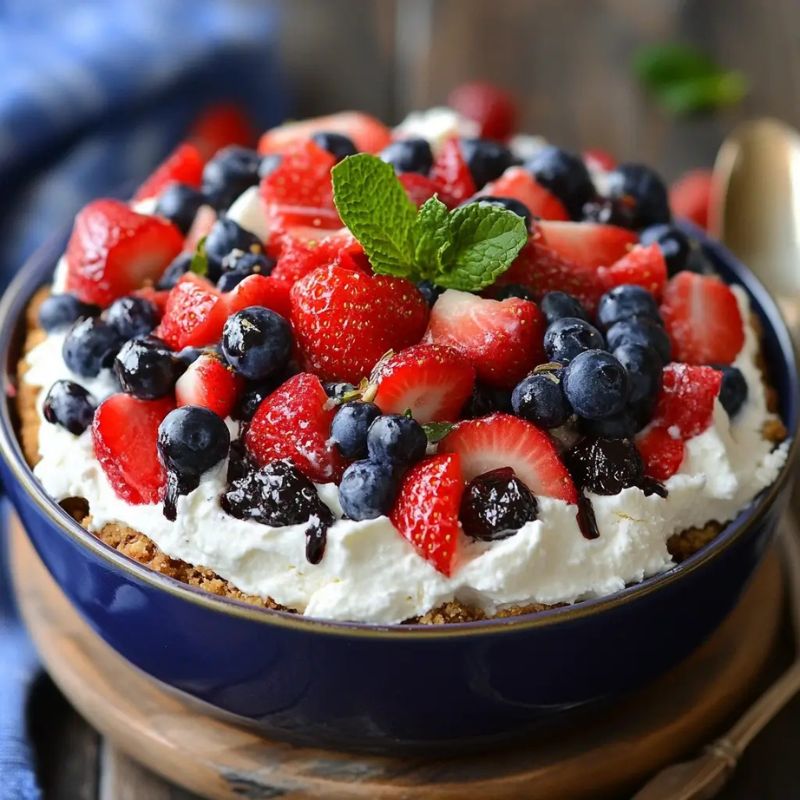 Red, White and Blue Cheesecake Salad – Easy Patriotic Dessert for Summer