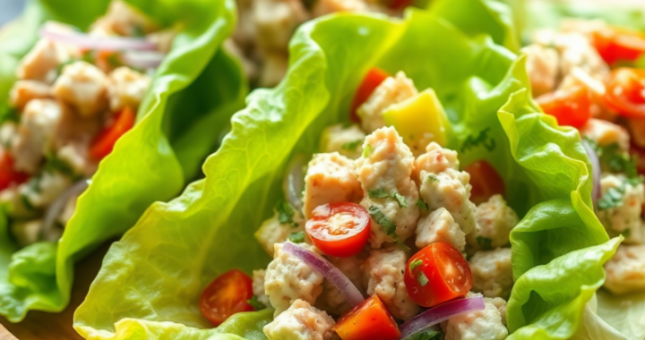 Fresh and easy Avocado Tuna Salad Lettuce Wraps – perfect for lunch!