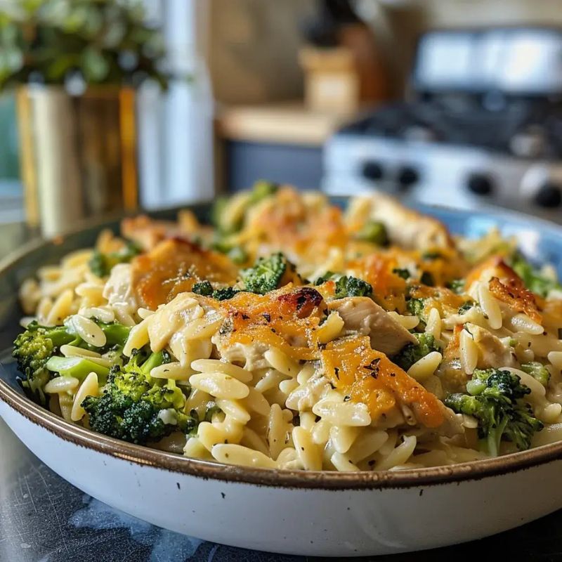 Easy Creamy Cheesy Chicken Broccoli Orzo Recipe for Busy Nights (1)