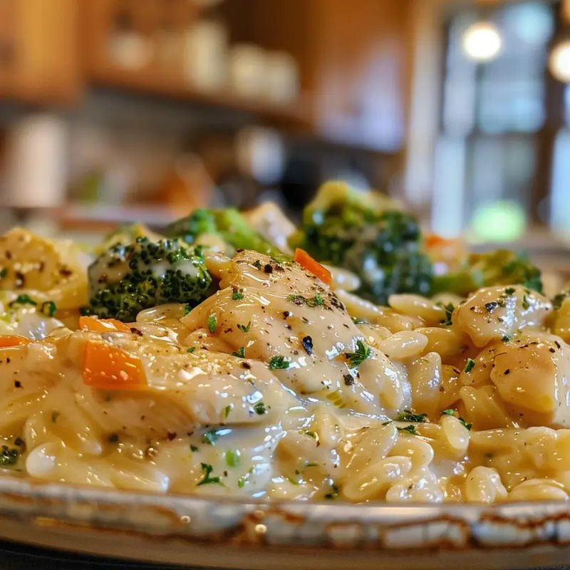 Easy Creamy Cheesy Chicken Broccoli Orzo Recipe for Busy Nights (2)