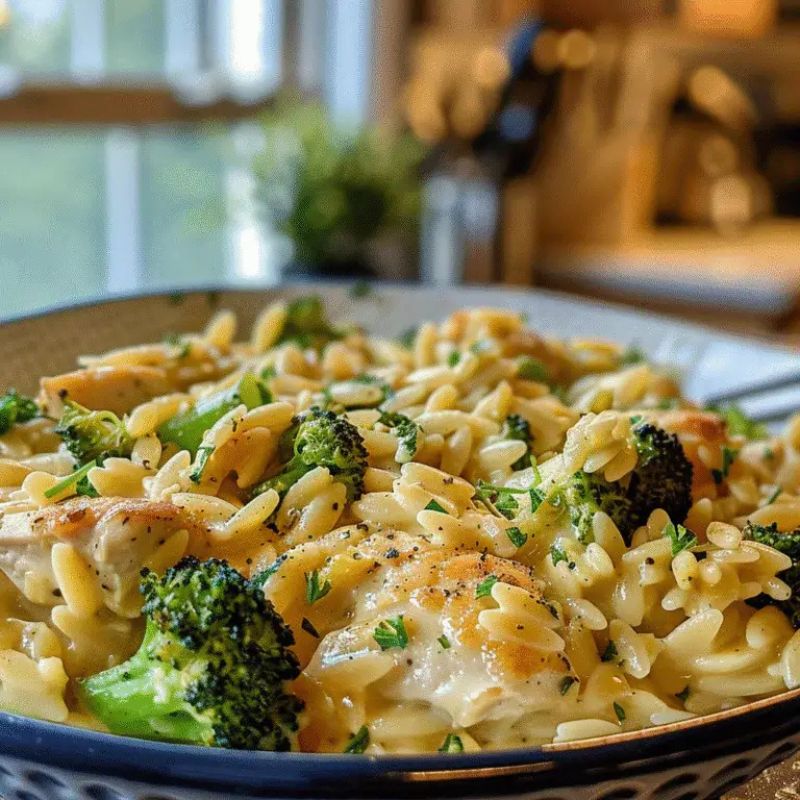 Easy Creamy Cheesy Chicken Broccoli Orzo Recipe for Busy Nights