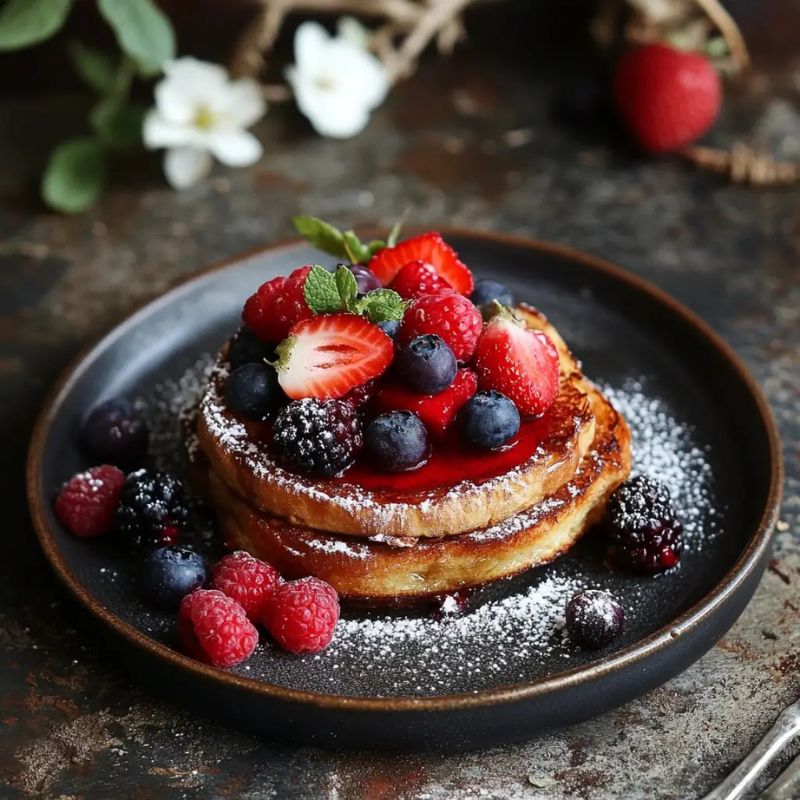 Healthy Cinnamon Berry French Toast with Fresh Mixed Berries (1)