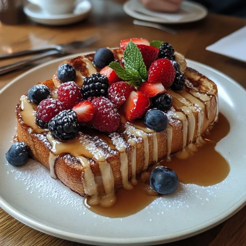Healthy Cinnamon Berry French Toast with Fresh Mixed Berries