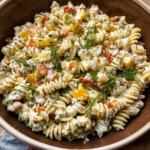 🥒 Tangy, creamy & crunchy — Dill Pickle Pasta Salad vibes!