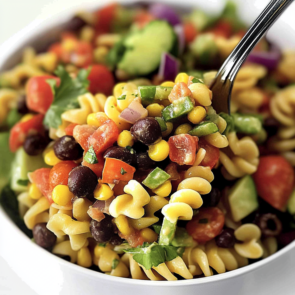 🌶️ Southwest vibes in a bowl – Cowboy Caviar Pasta Salad style!