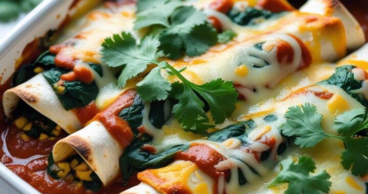 These Vegetarian Spinach Enchiladas are a cheesy dream!