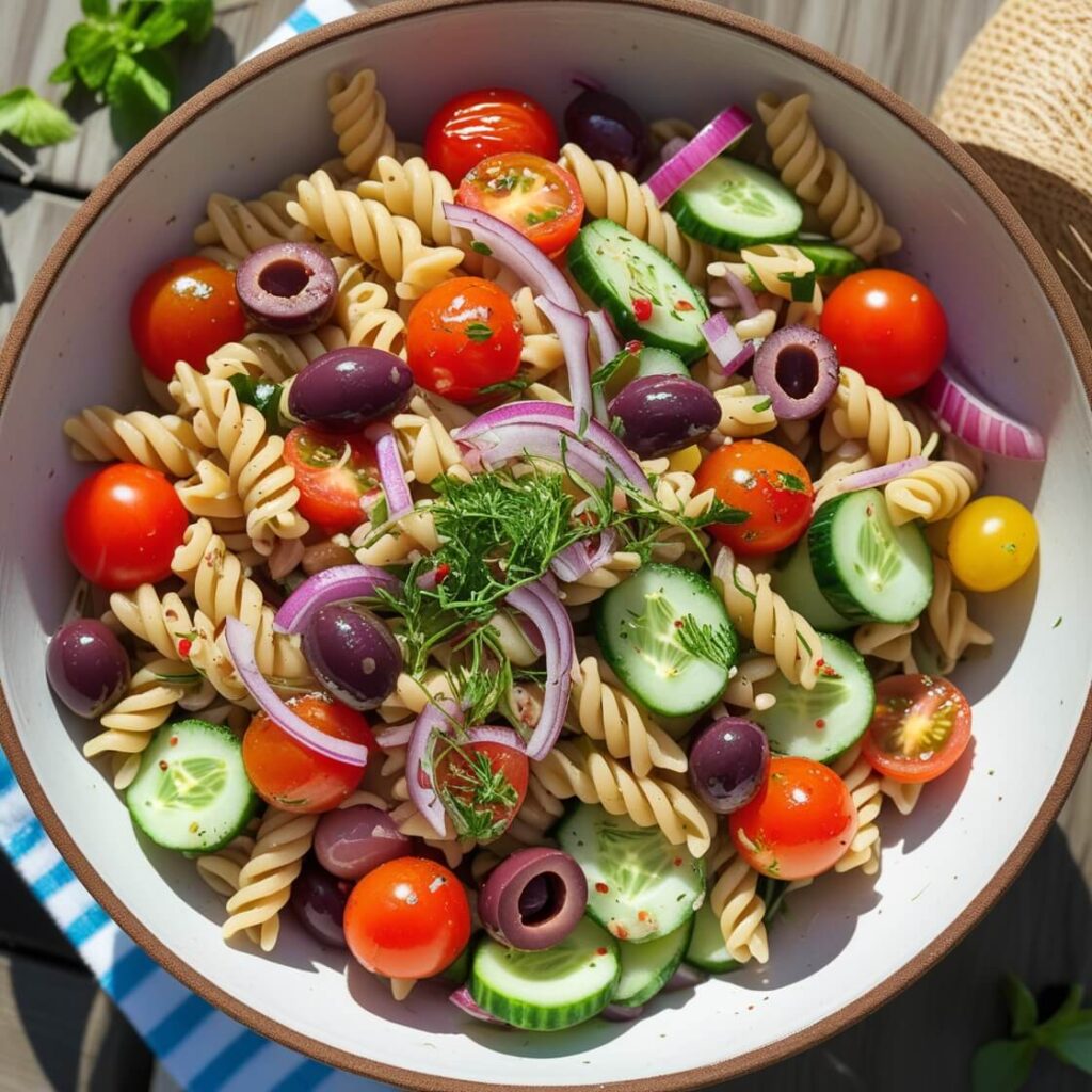 This Healthy Summer Pasta Salad is perfect for picnics!