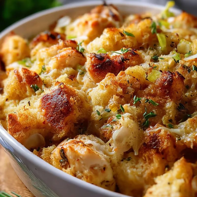 Quick & Easy Cheesy Chicken Stuffing Bake for Family Dinners (1)