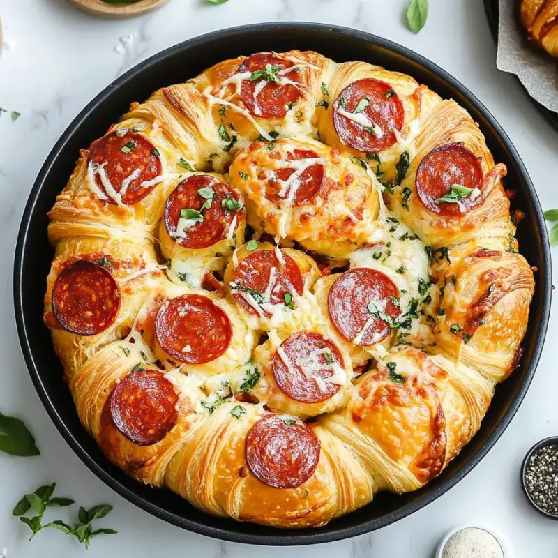 Quick Mozzarella Pepperoni Croissant Rolls for Game Day or Snacks (1)