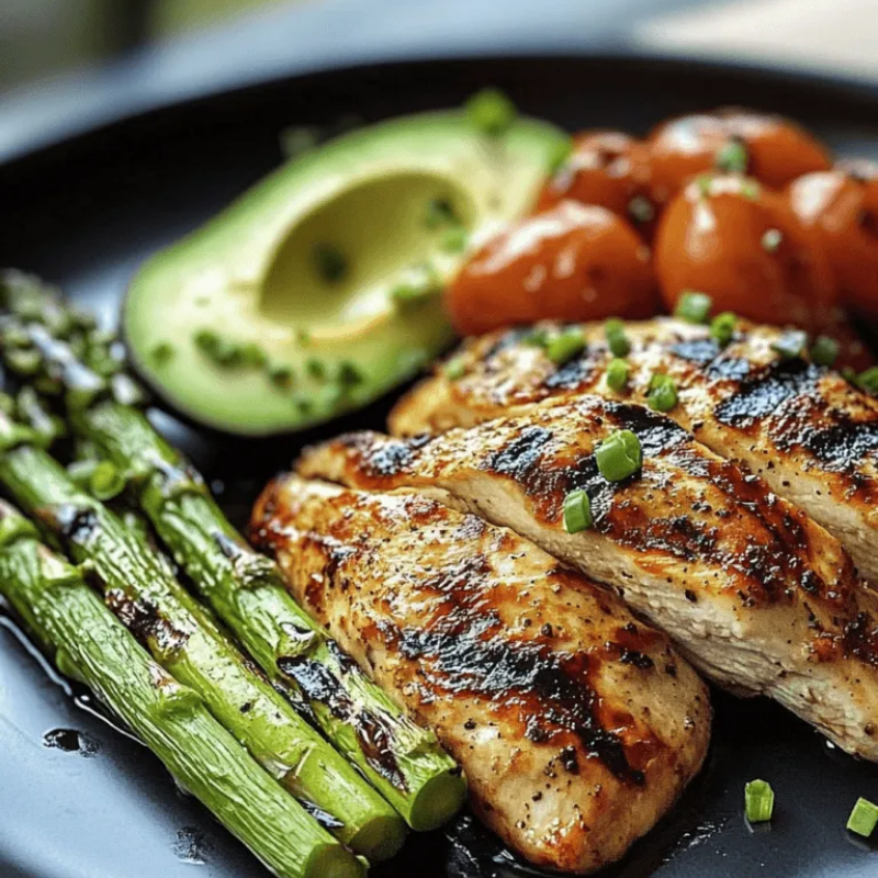 Healthy and juicy Grilled Chicken with Asparagus!