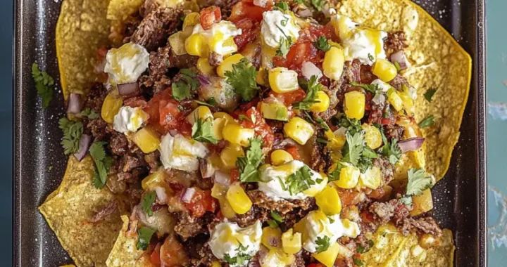 🌟 Crispy Mexican Street Corn Nachos loaded with grilled corn and cheese!