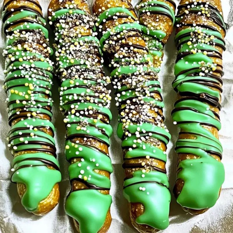 Quick Festive Green Chocolate Pretzels – Only 3 Ingredients Needed!