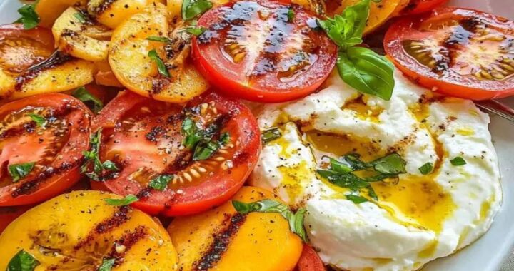Easy Vibrant Tomato Peach Burrata Salad for Warm Weather Meals (1)